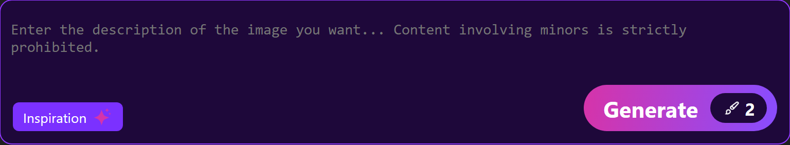Empty ChatUp image prompt field with Inspiration and Generate controls